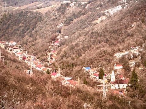 Acoperișurile roșii ale Sascăi în albia văii, între dealurile ruginii de la începutul iernii